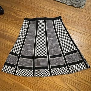SPENSE | Women’s Midi Knit Black and White Checkered Skirt